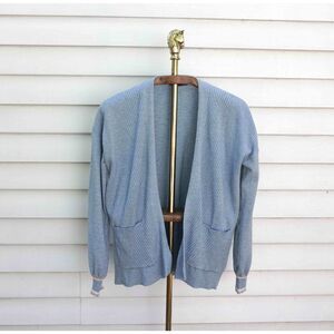 Verve Ami Soft Light Blue Ribbed Open Knit Cardigan Sweater